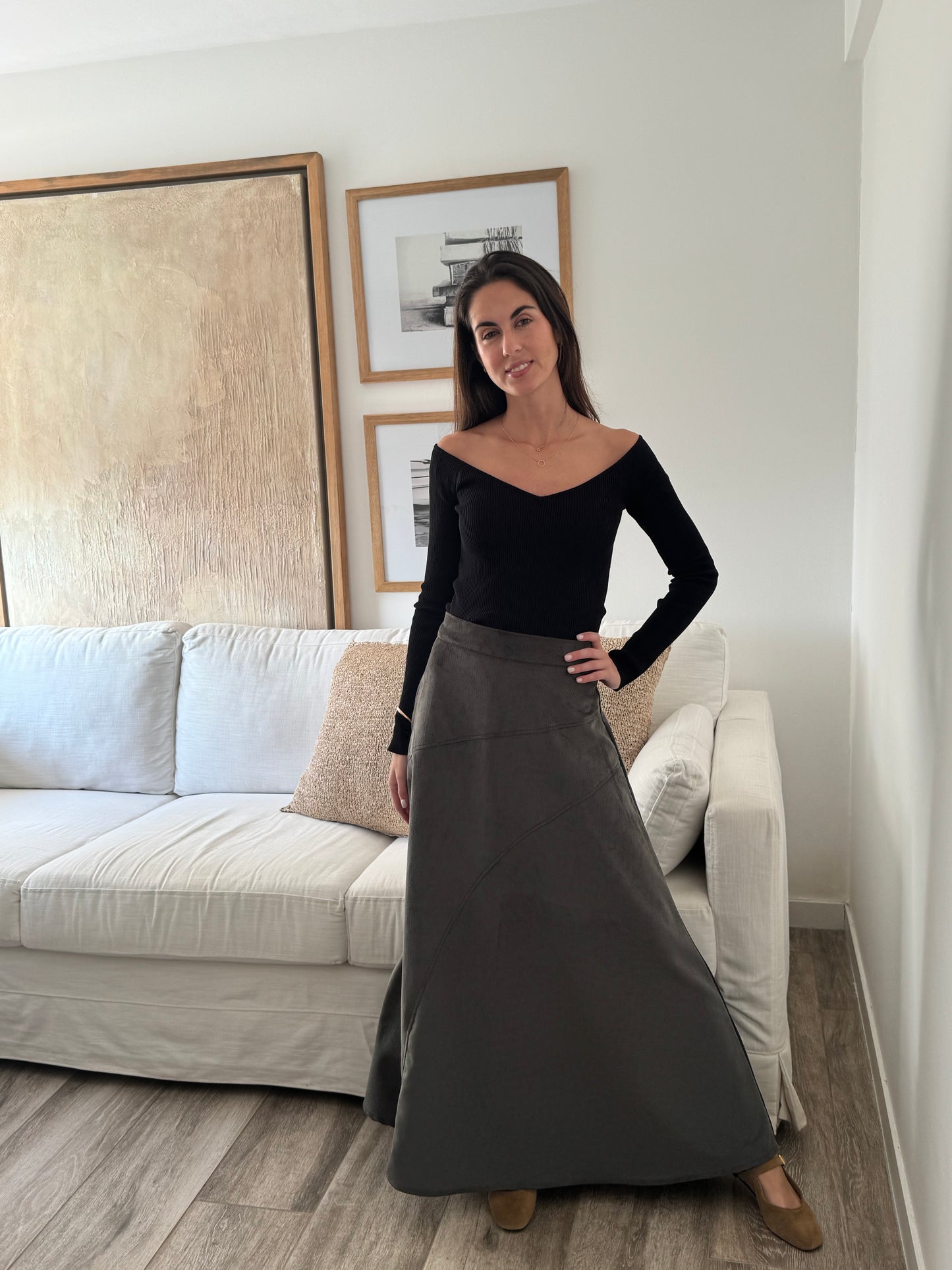 Falda Corduroy Acero