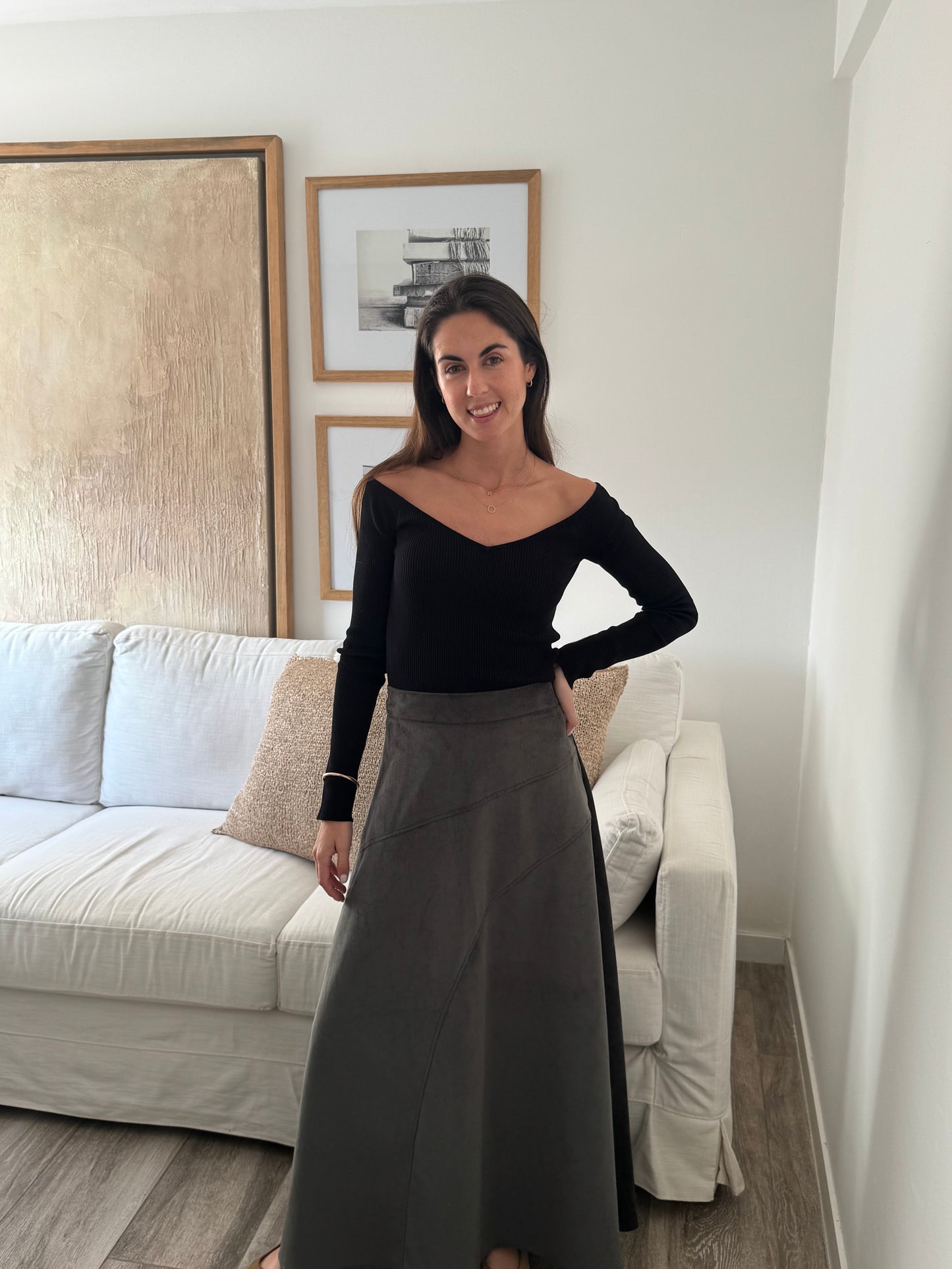 Falda Corduroy Acero