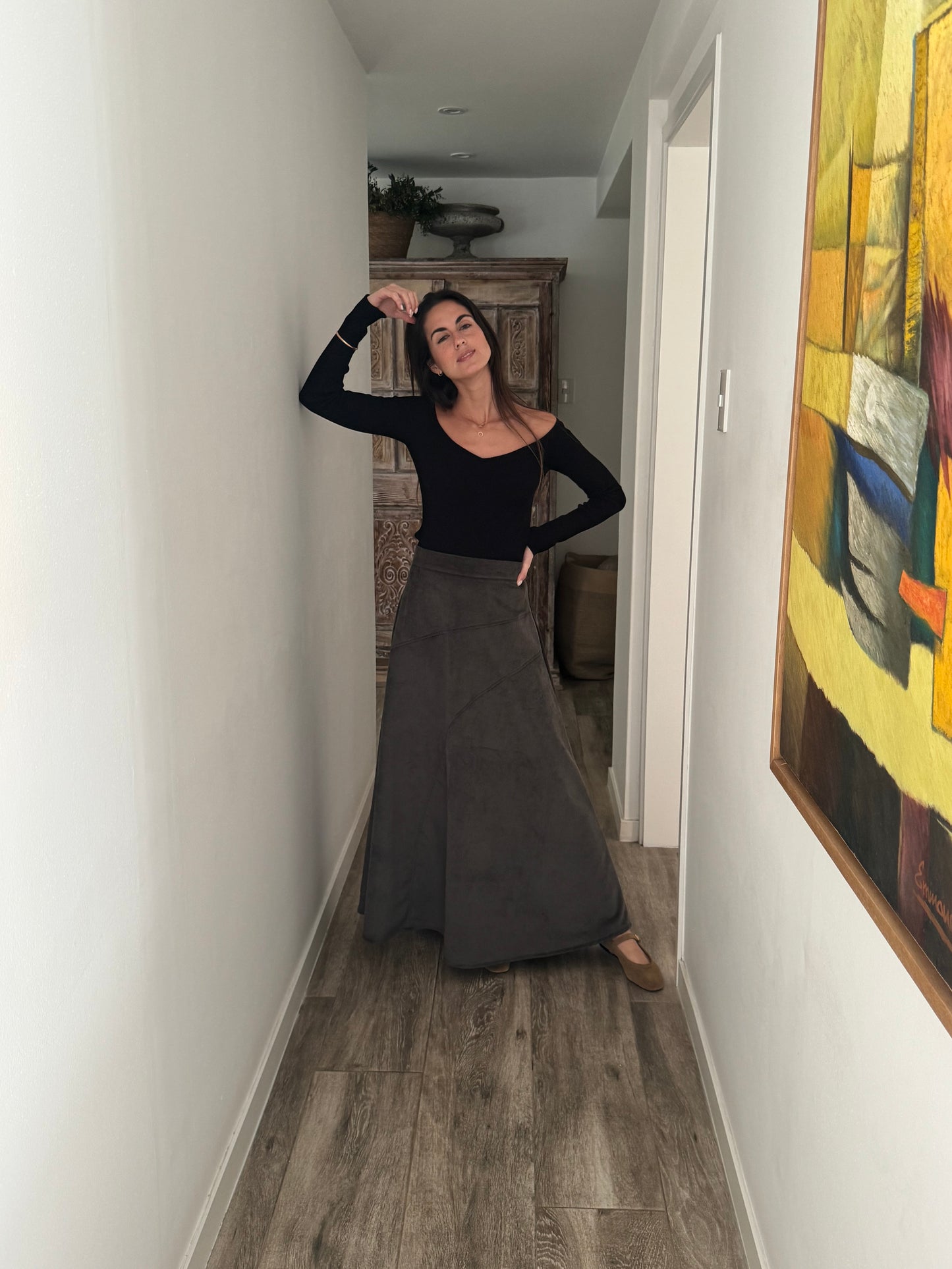 Falda Corduroy Acero
