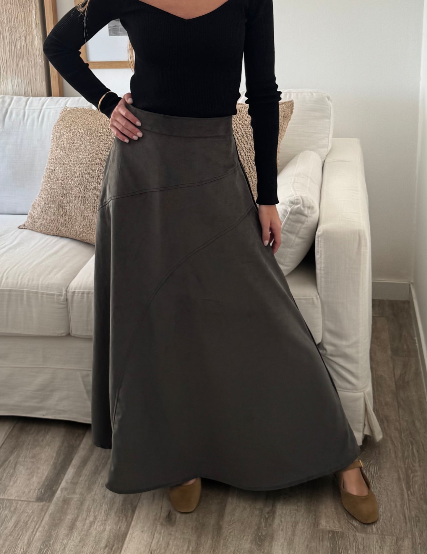 Falda Corduroy Acero
