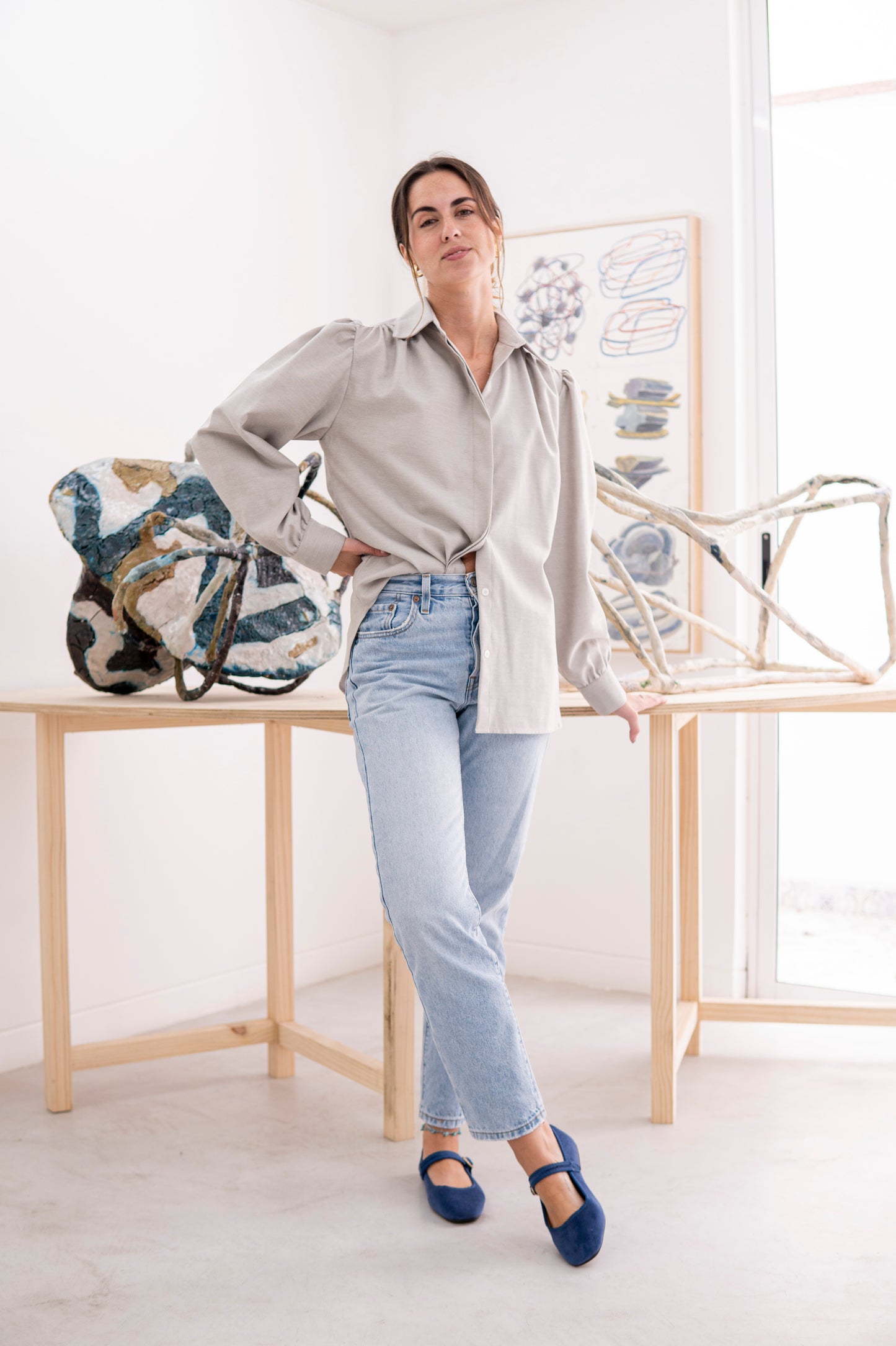 Blusa Leah Verde | Algodón Oxford