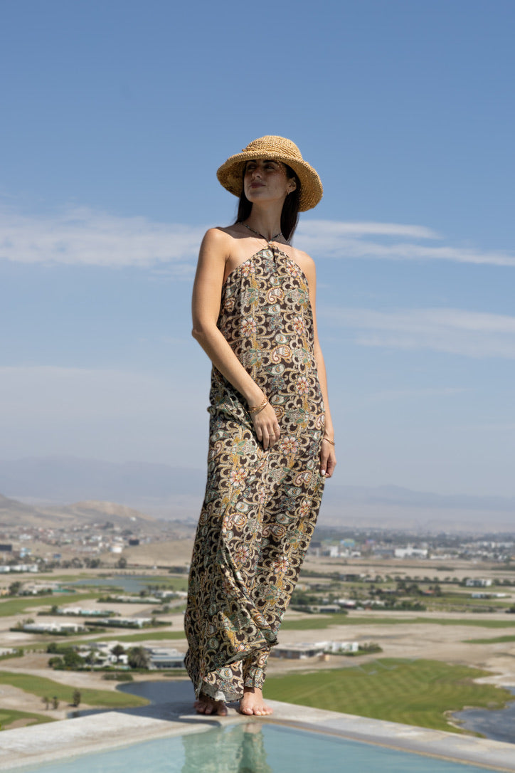 Vestido Halter marrón