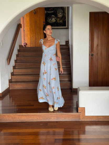 Vestido Mila Celeste floreado