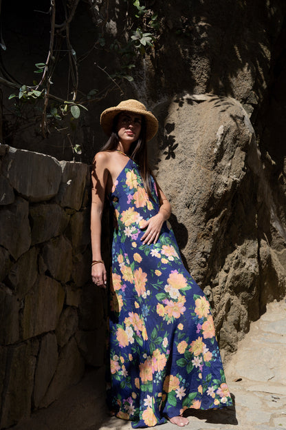 Vestido Halter Azul Marino
