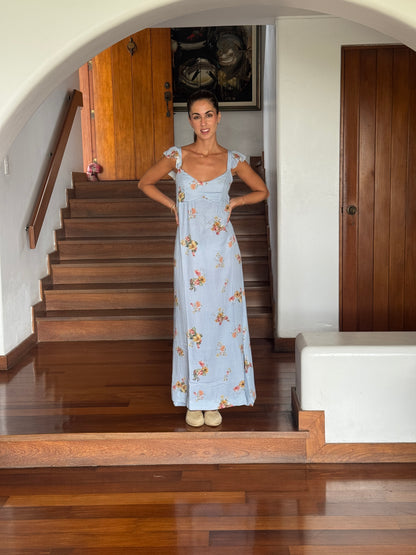 Vestido Mila Celeste floreado