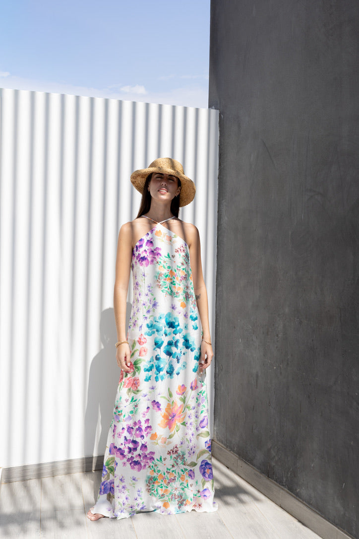 Vestido Halter acuarela