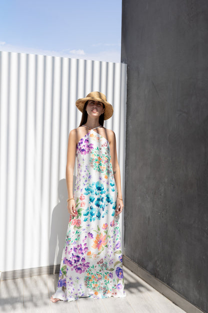 Vestido Halter acuarela