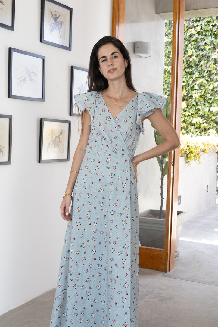 Vestido Elena Envolvente Celeste