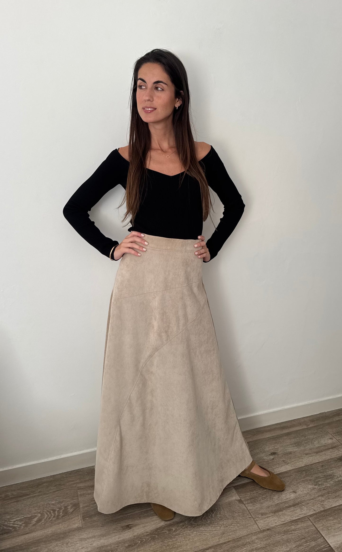 Falda Corduroy Beige