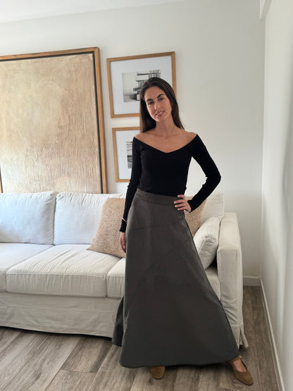 Falda Corduroy Acero