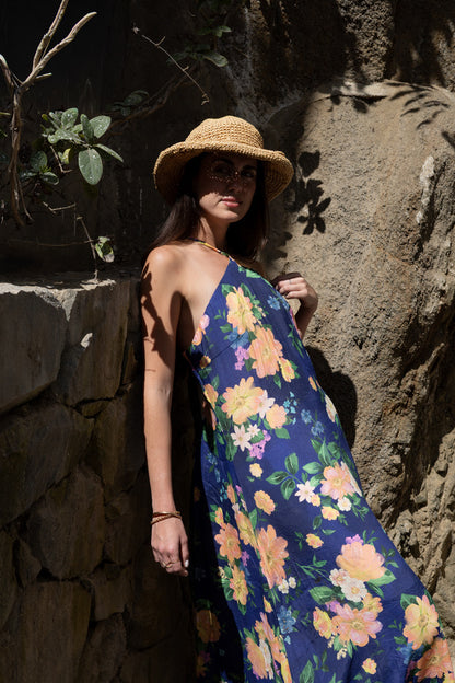 Vestido Halter Azul Marino