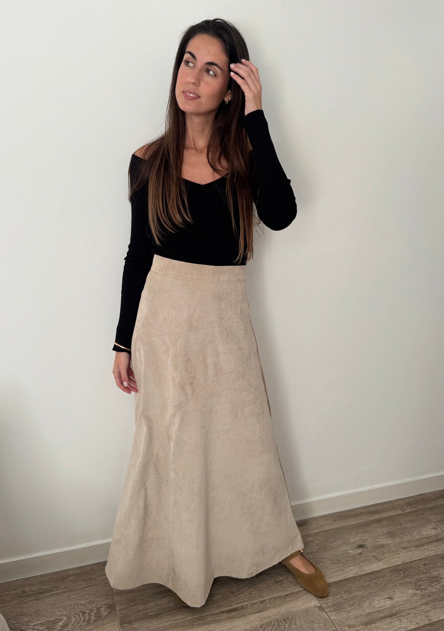 Falda Corduroy Beige