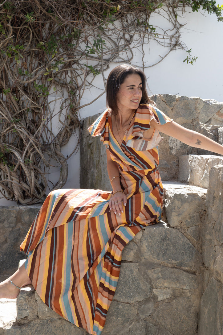 Vestido Elena envolvente rayas
