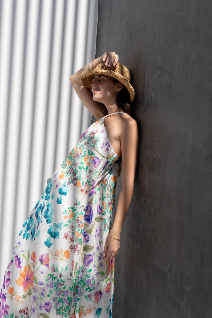 Vestido Halter acuarela