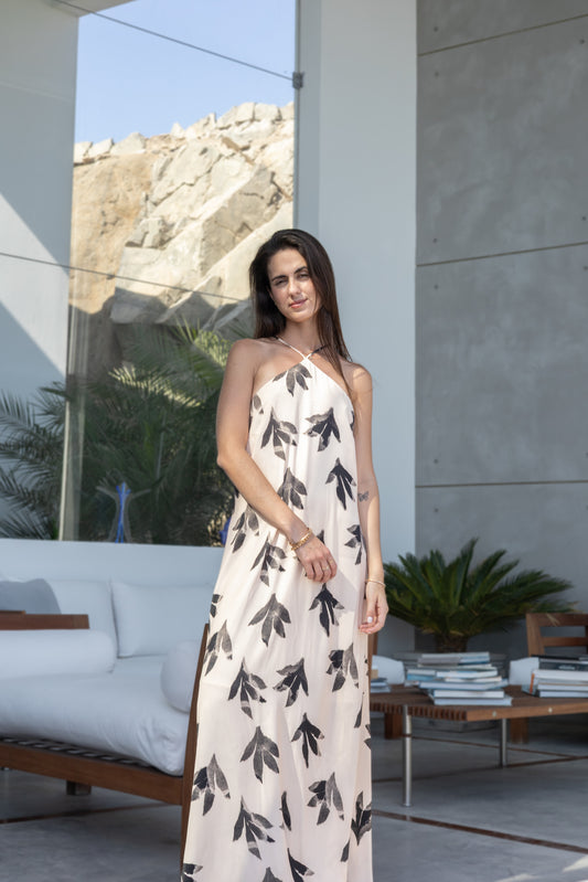 Vestido Halter Seda Blanco