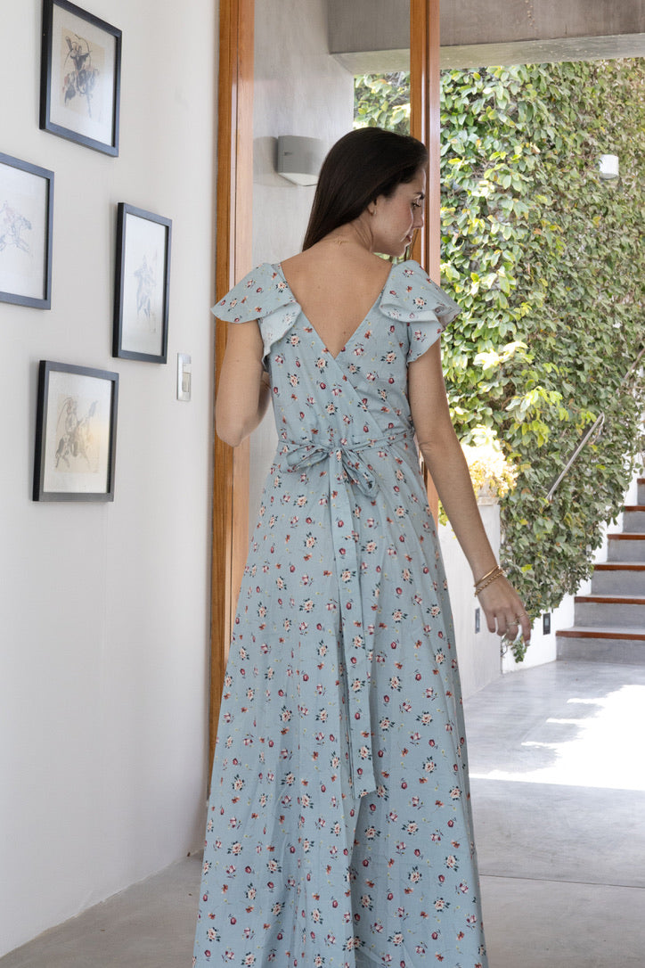 Vestido Elena Envolvente Celeste