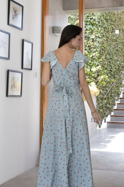 Vestido Elena Envolvente Celeste