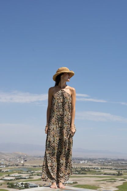 Vestido Halter marrón