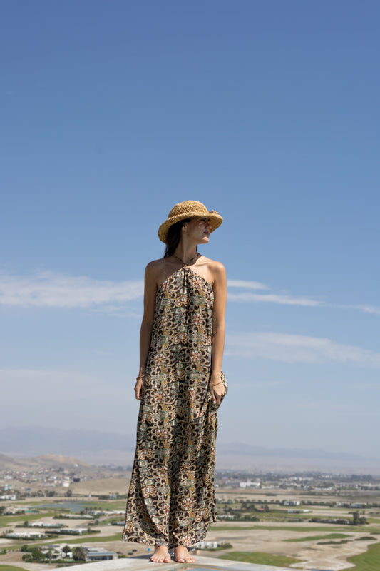 Vestido Halter marrón