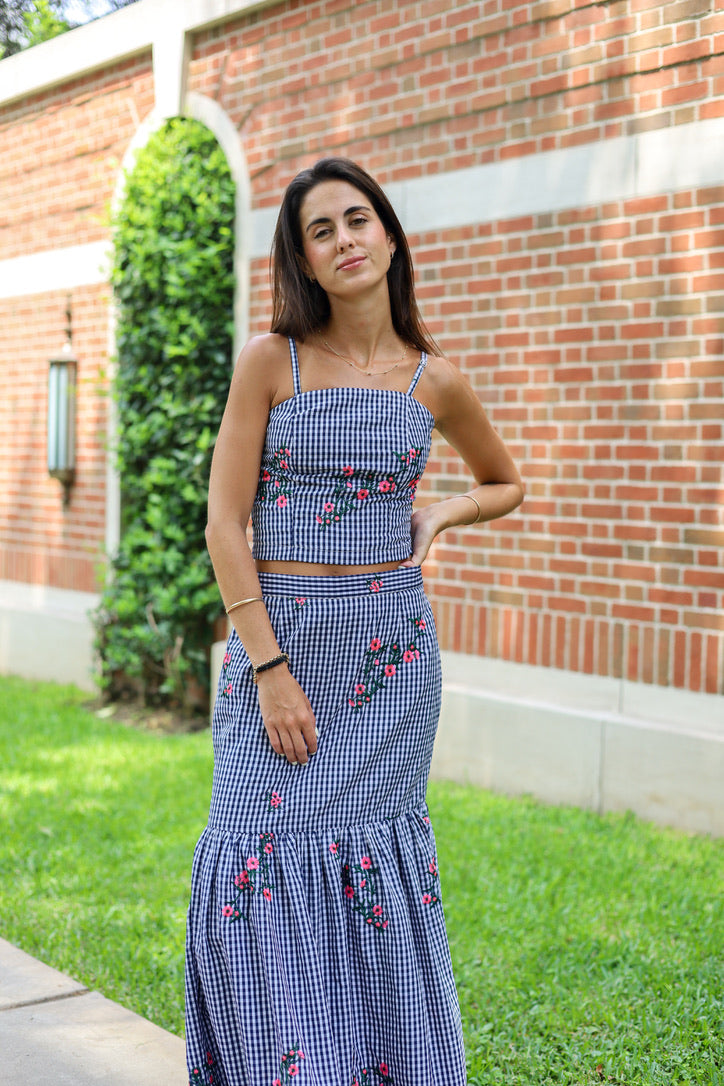 Set Vichy Bordado Azul Marino