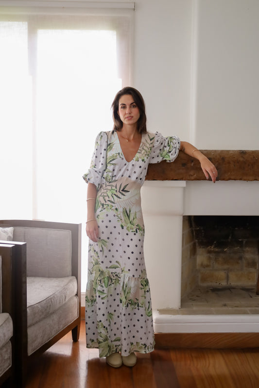 Vestido Sofia Blanco Palmeras
