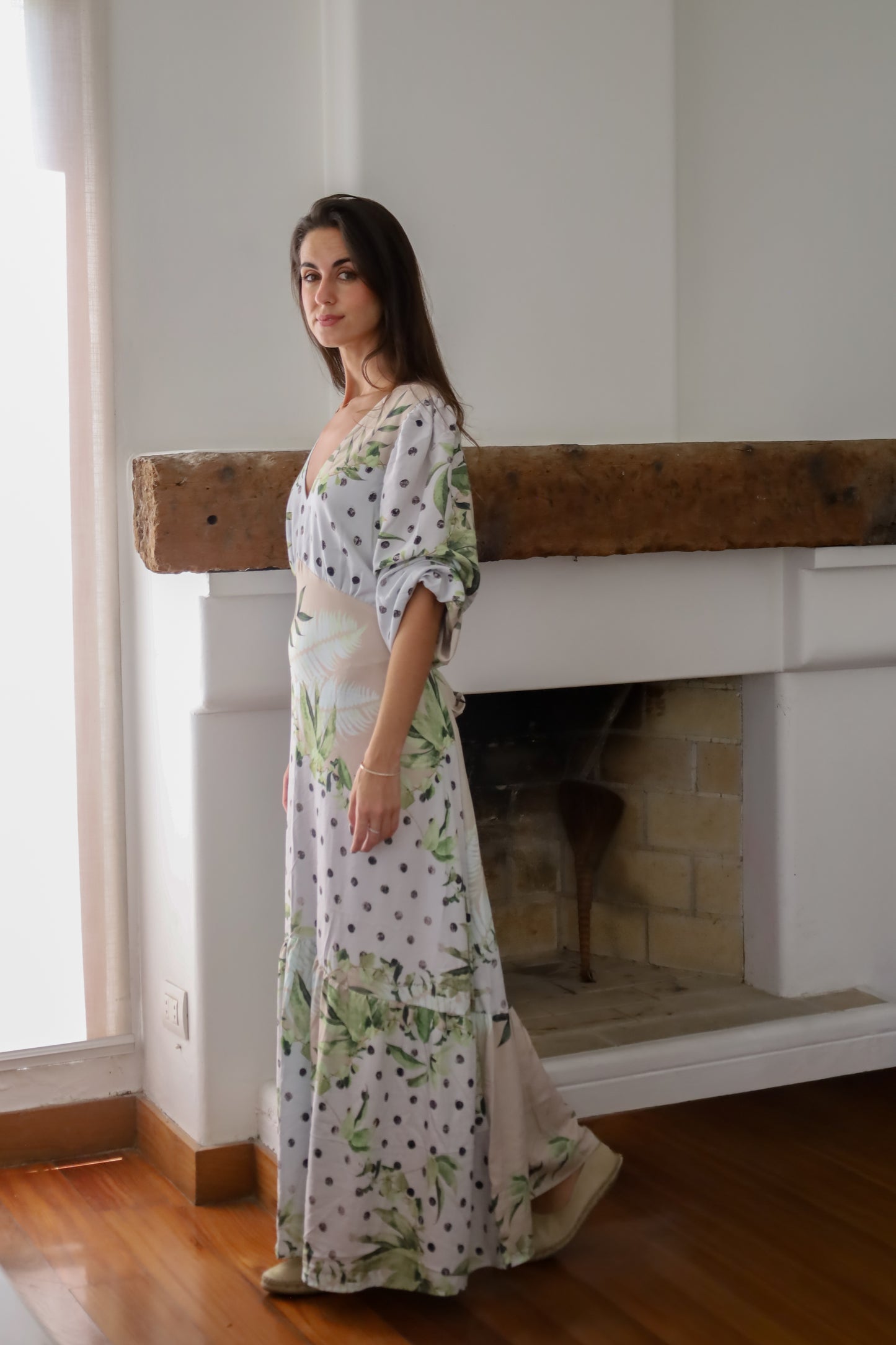 Vestido Sofia Blanco Palmeras