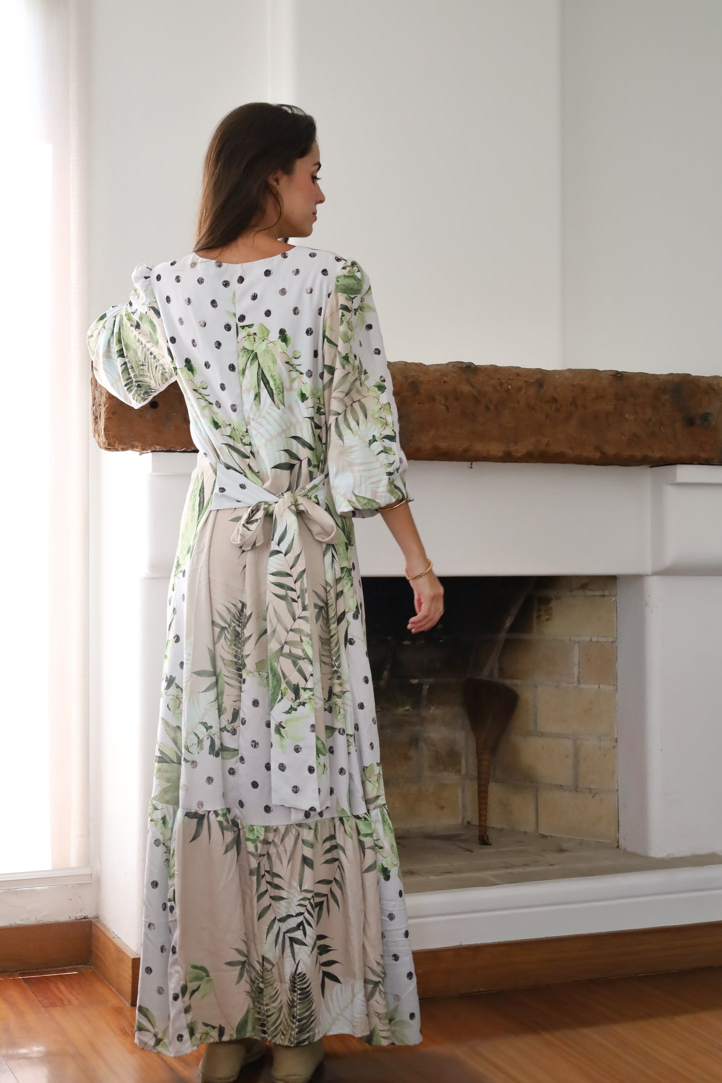 Vestido Sofia Blanco Palmeras
