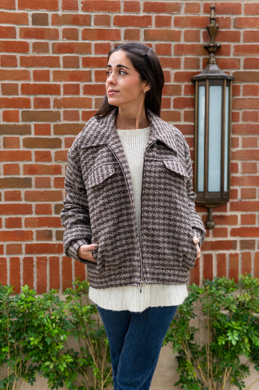Casaca Lola Bomber | Marrón con Beige