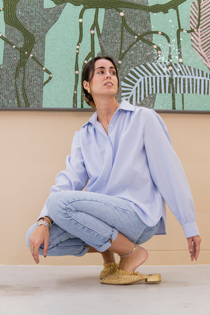 Blusa Leah Celeste | Algodón Oxford