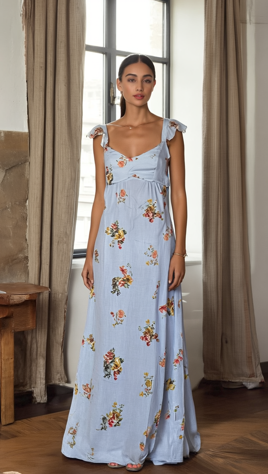 Vestido Mila Celeste floreado
